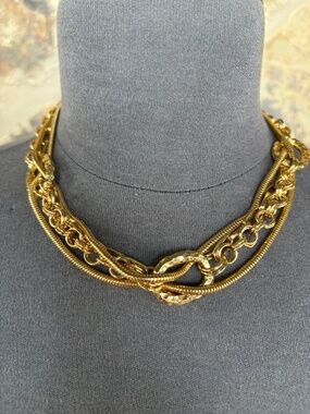 Vintage Rosa Flores Gold Tone Chain Necklace 18” with four twisted chains